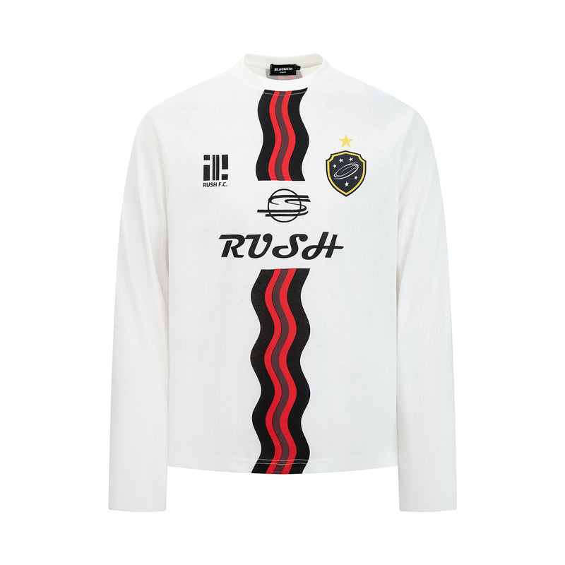 Long Sleeve Soccer Jersey Shirt – RUSH F.C. Graphic Print, Crew Neck