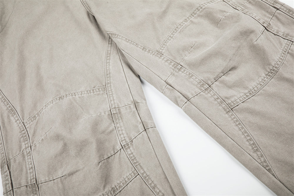 Wide-Leg Cargo Pants – Vintage Washed Deconstructed Panelled Trousers