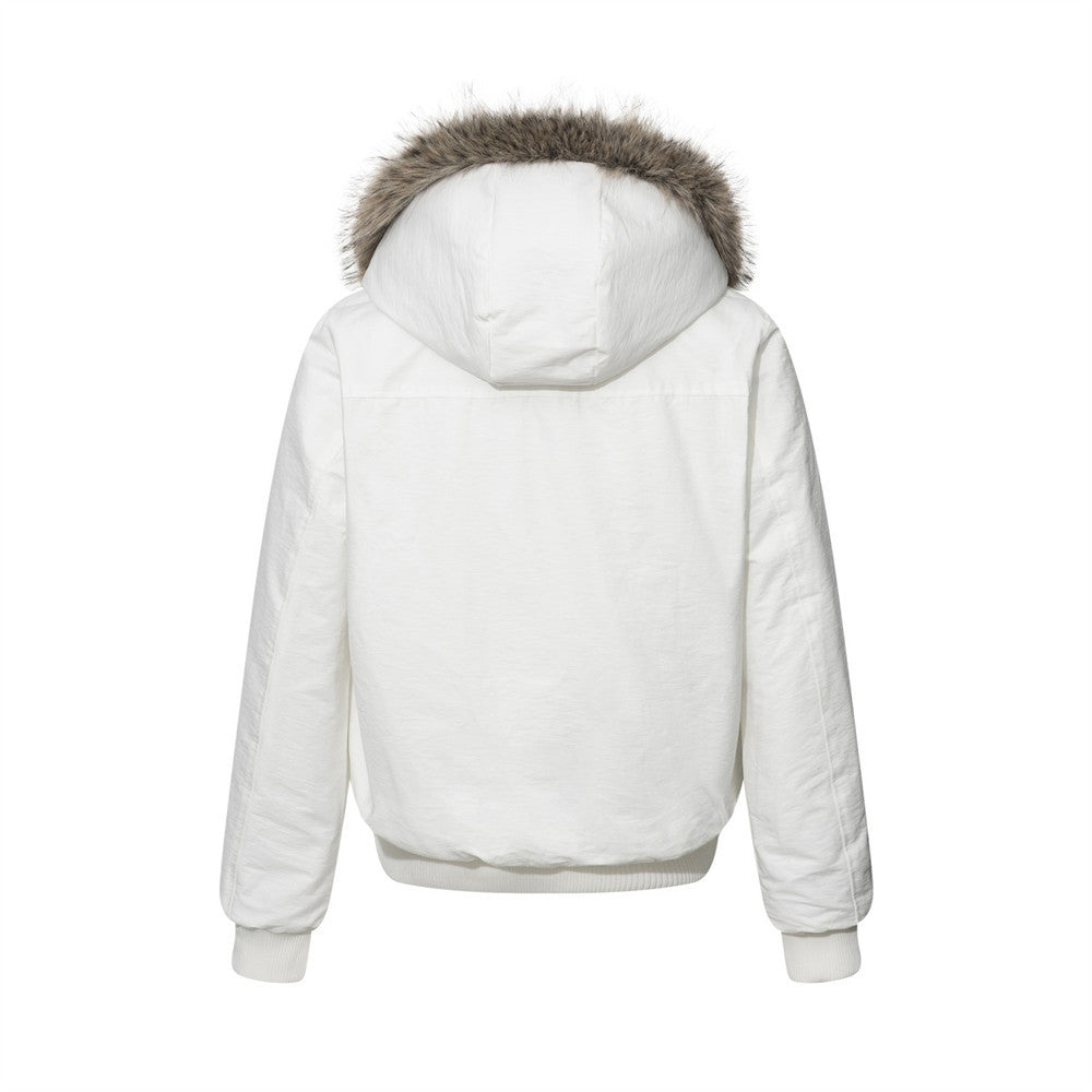 Blouson bomber à capuche en fausse fourrure – Manteau d'hiver homme isolant à double zip