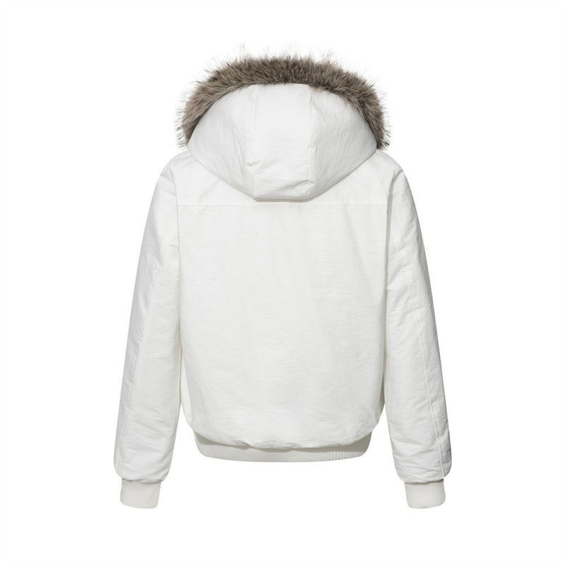 Blouson bomber à capuche en fausse fourrure – Manteau d'hiver homme isolant à double zip