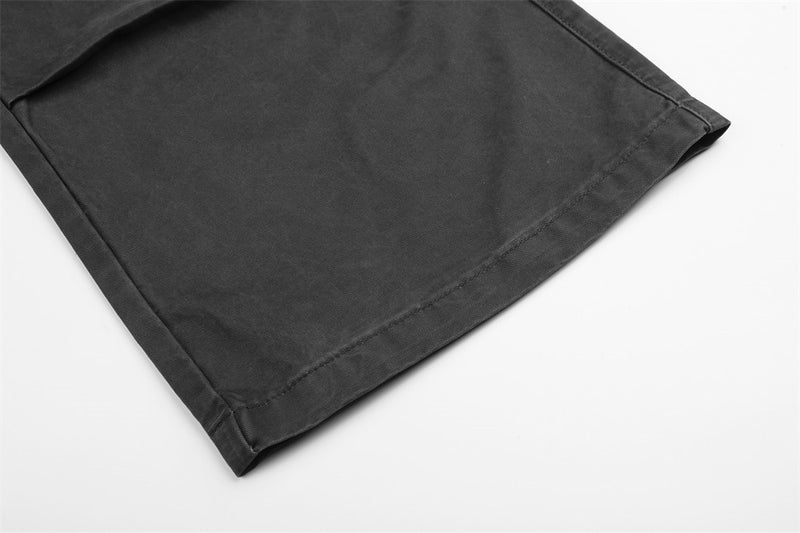 Pantalon cargo homme à jambes larges – Ceinture cloutée multi-poches, coupe droite décontractée