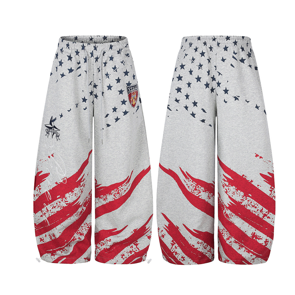 Wide Leg Flowy Pants – Stars & Stripes Print Oversized Sweatpants