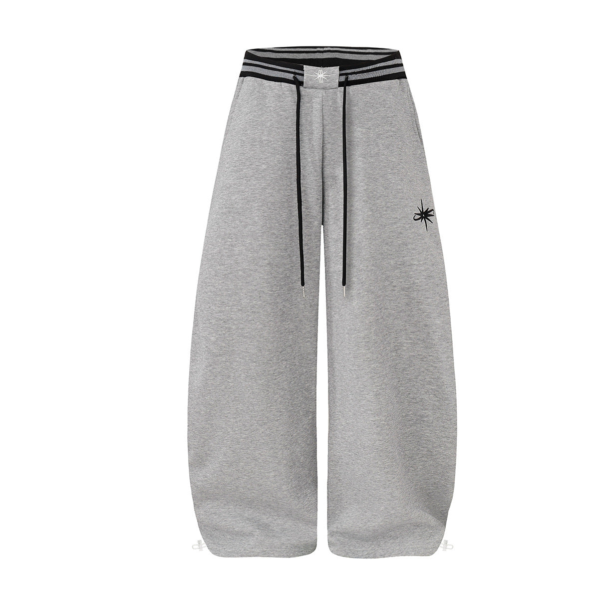 Jogginghose mit weitem Bein und gestreiftem Kontrastbund – Fleecehose mit Relaxed Fit