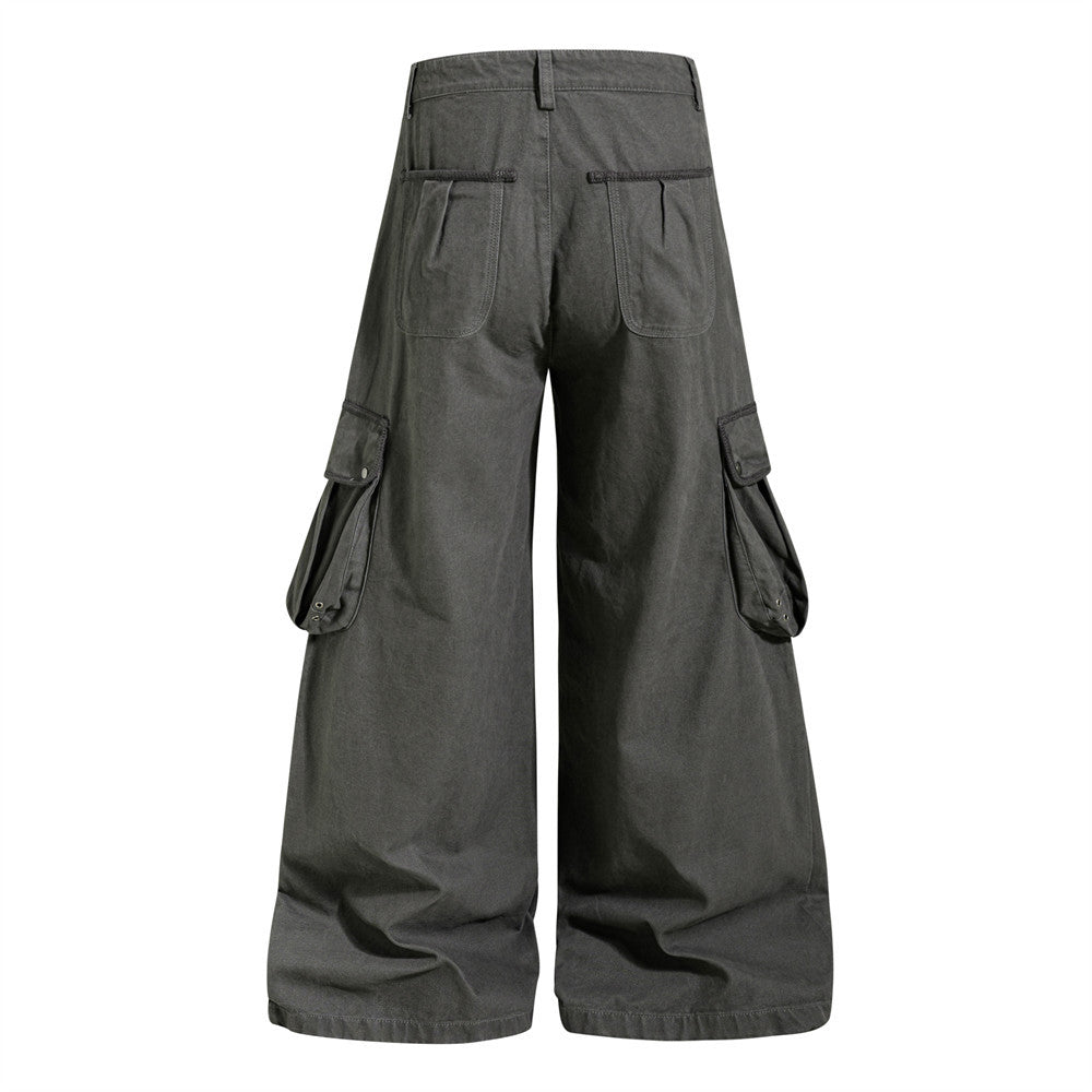 Wide-Leg Cargo Pants Men – Multi-Pocket A-Line Baggy Trousers