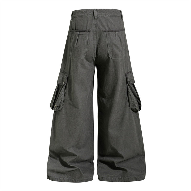 Wide-Leg Cargo Pants Men – Multi-Pocket A-Line Baggy Trousers