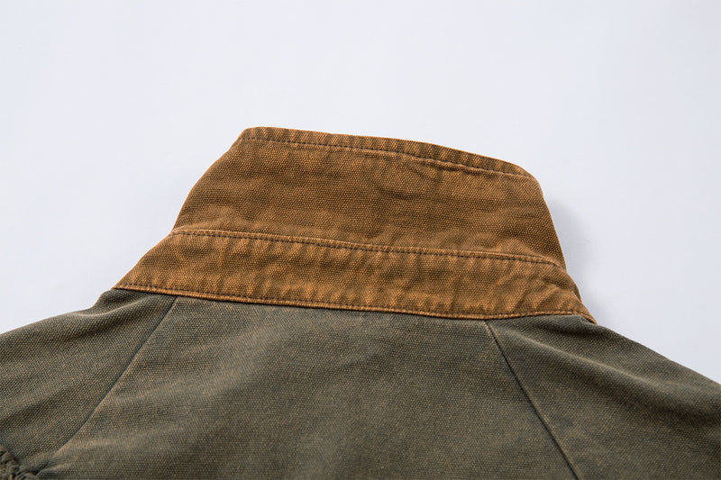 Veste-chemise en jean délavé effiloché – Surchemise patchwork déconstruite