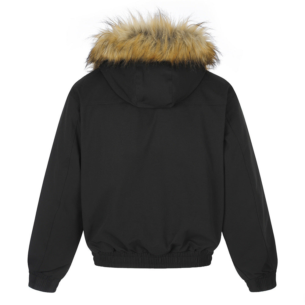 Pufferjacke mit Kunstfellbesatz und Lagenoptik – Übergroßer Wintermantel für Herren