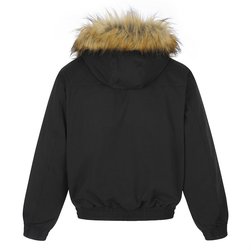 Pufferjacke mit Kunstfellbesatz und Lagenoptik – Übergroßer Wintermantel für Herren