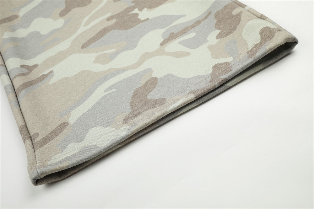 Pantalon de survêtement homme camouflage wide leg à cordon – Coupe décontractée