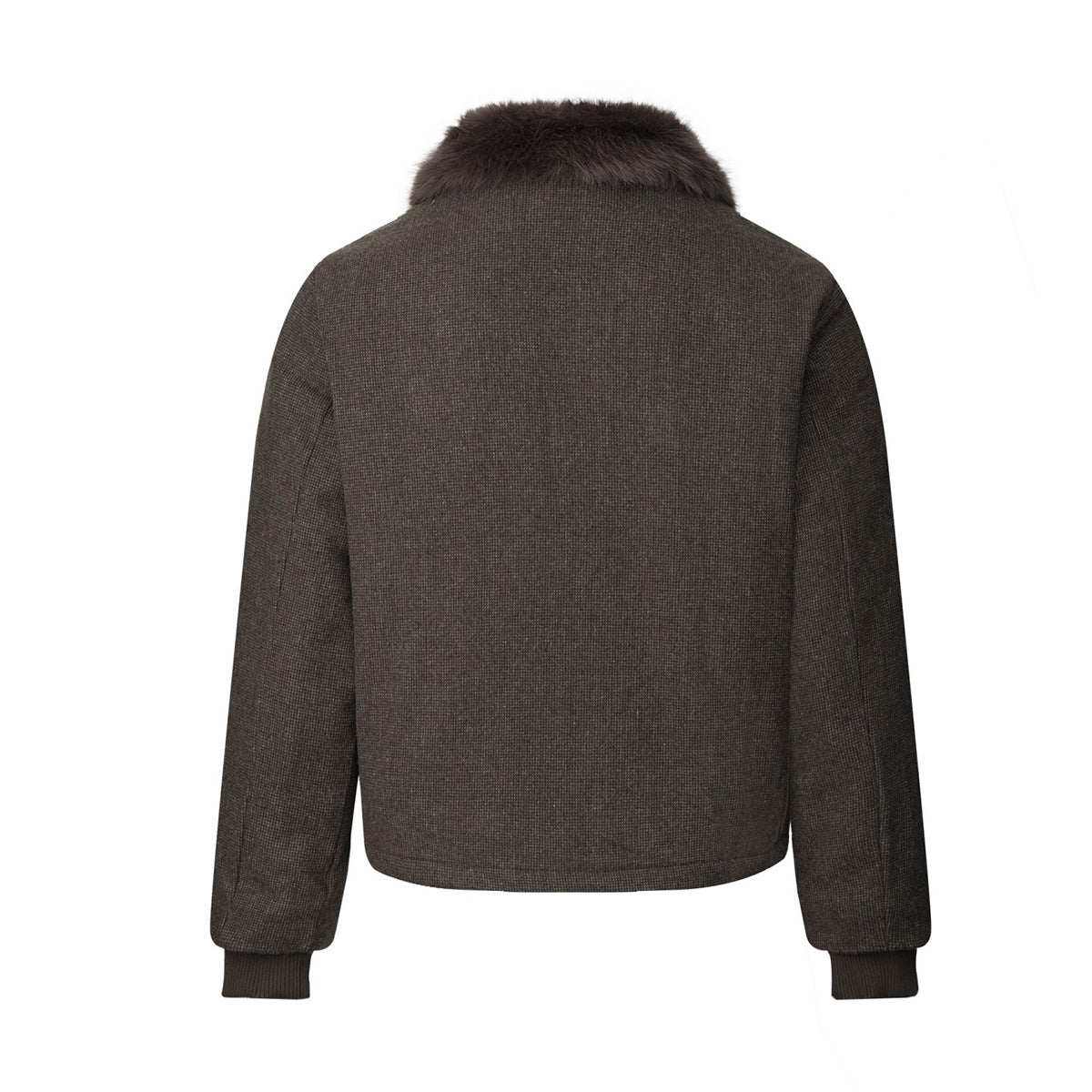 Wool Blend Bomber Jacket with Faux Fur Collar – Vintage American Style