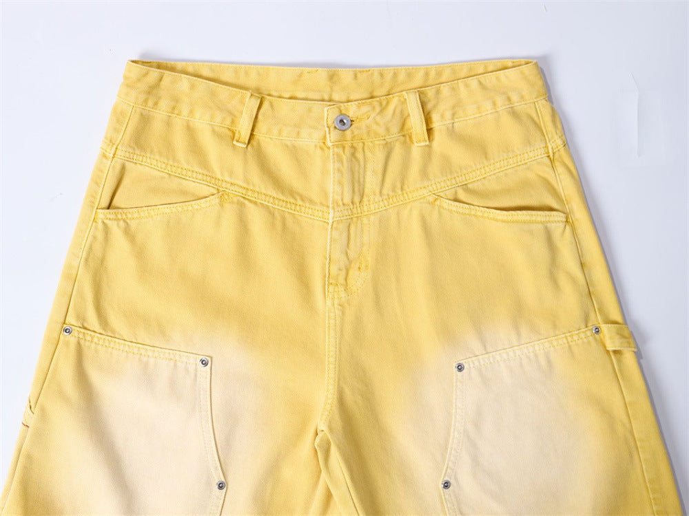 Baggy-Denimshorts für Herren – gewaschene Carpenter-Style-Jeansshorts für Streetwear