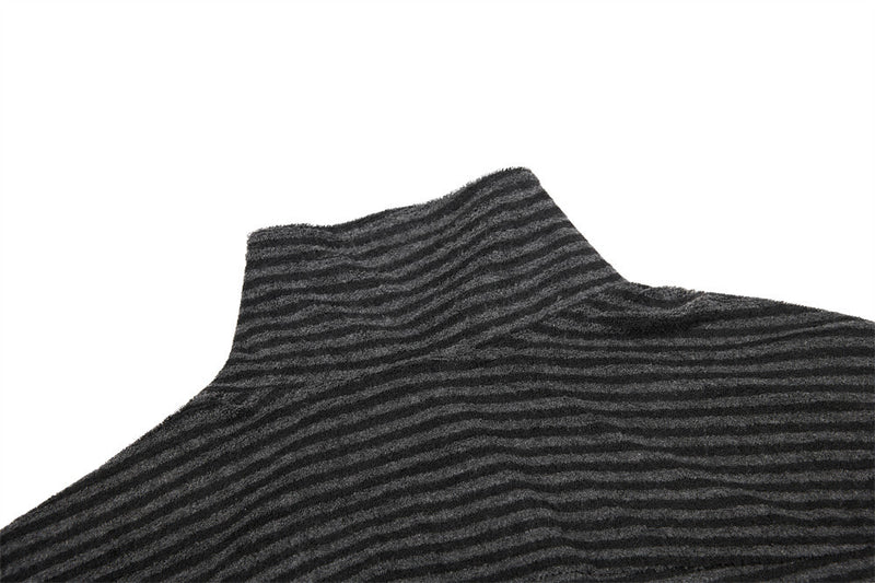 Chaqueta de rayas con cuello mao y cremallera para hombre, con detalles de ojales metálicos