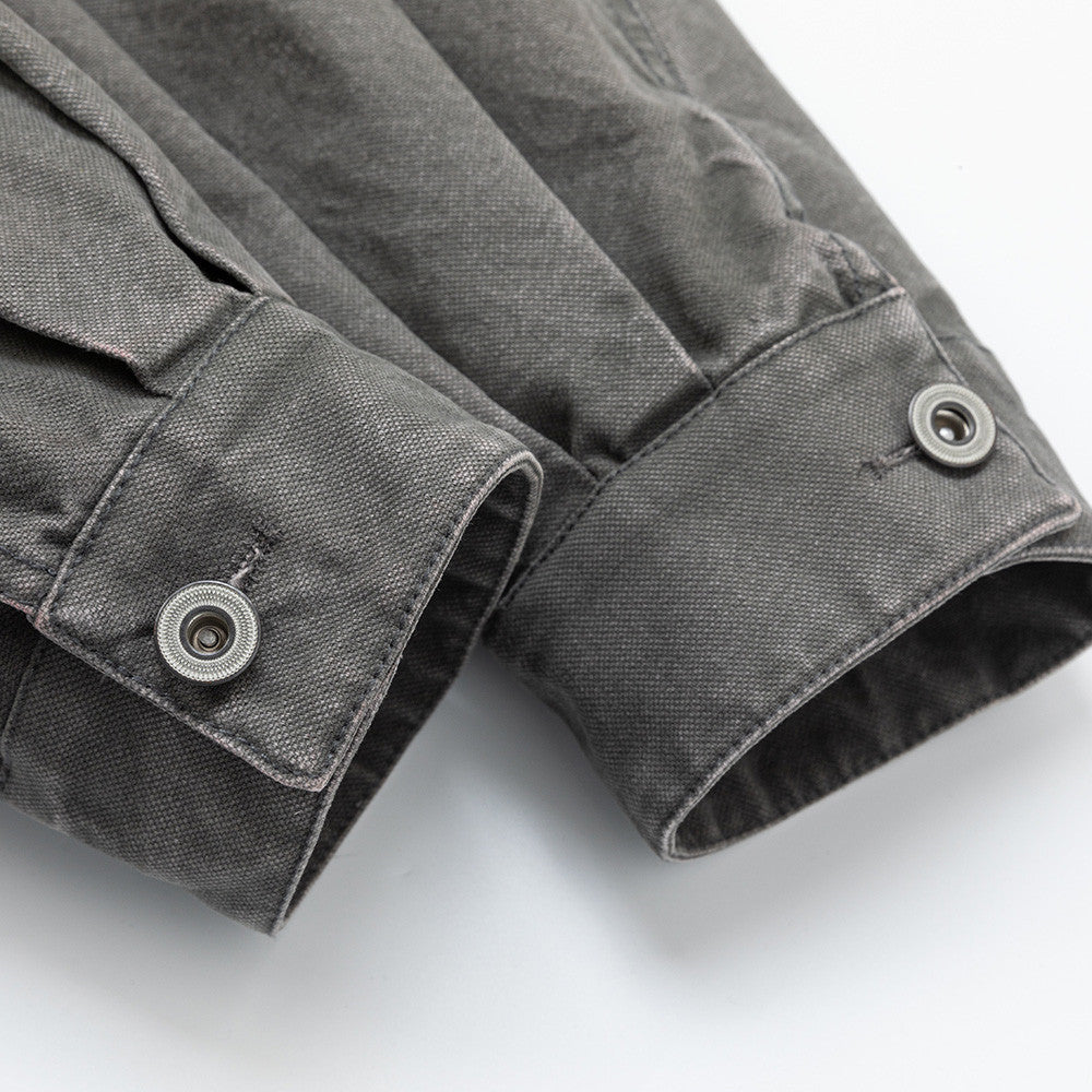 Washed Canvas Workwear Jacket – Oversized Fit, Multi-Pocket Trucker Style