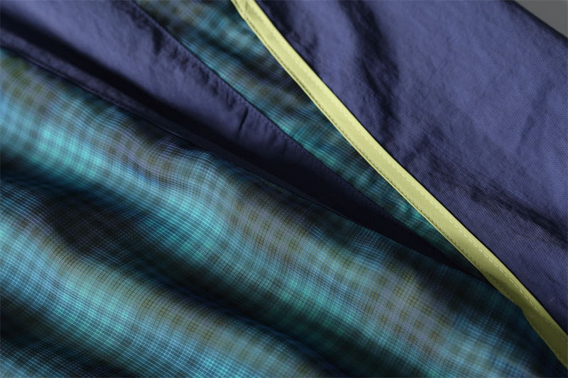 Men's Plaid Patchwork Baggy Pants – Windproof Water-Resistant Drawstring Ankle