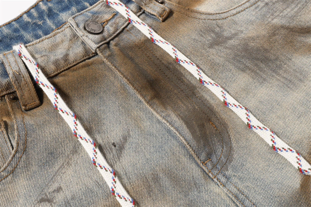 Distressed Jeans for Men – Baggy Wide-Leg Tie-Dye Washed Denim