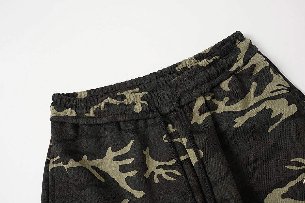 Wide-Leg Camo Sweatpants – Baggy Streetwear Joggers with Drawstring Waist