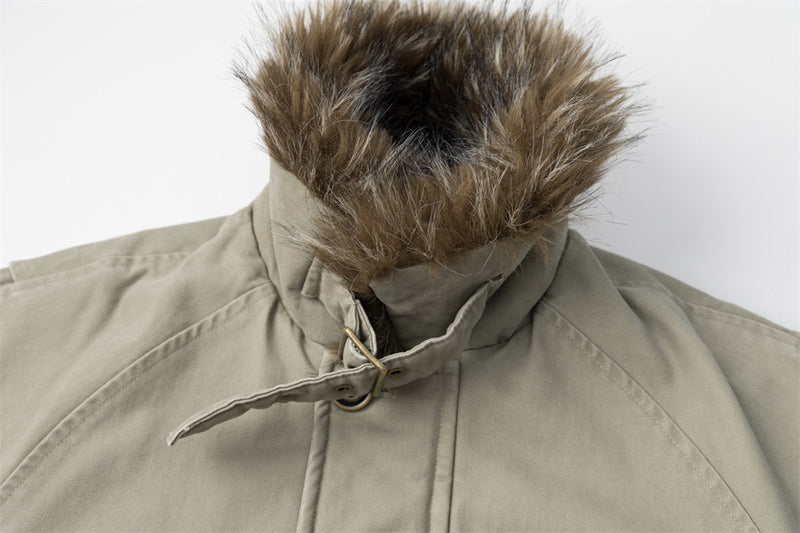 Men's Retro Bomber Jacket with Faux Fur Collar, Padded Winter Coat