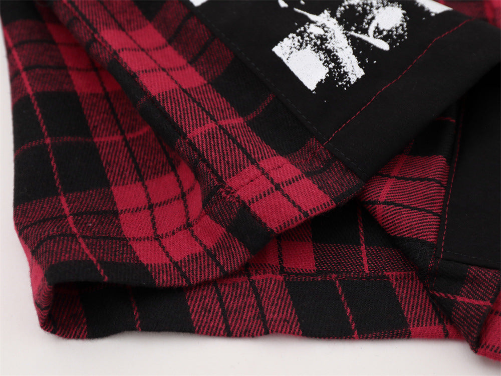 Oversized-Flanellhemd mit Karografik und Graffiti-Print – Herren-Langarmhemd im Patchwork-Stil