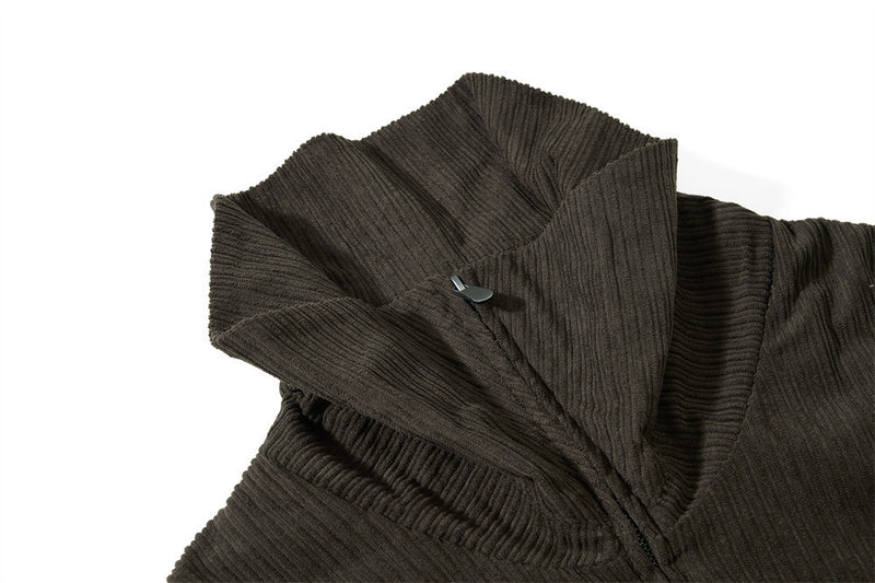 Chaqueta corta con cremallera y cuello alto - Corte holgado y textura de canalé