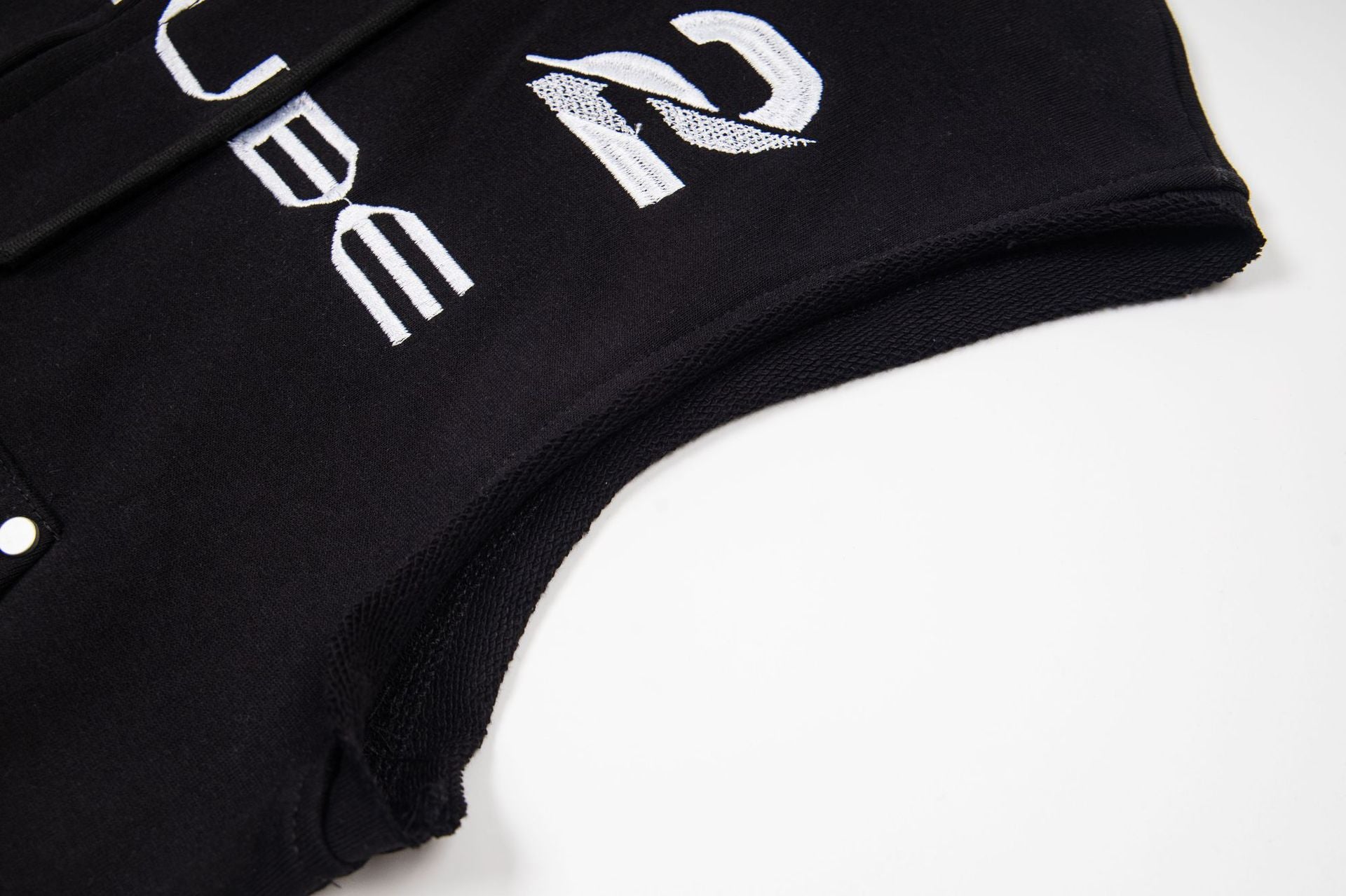 Chaleco sudadera sin mangas con cremallera – Gráfico de fútbol streetwear lavado