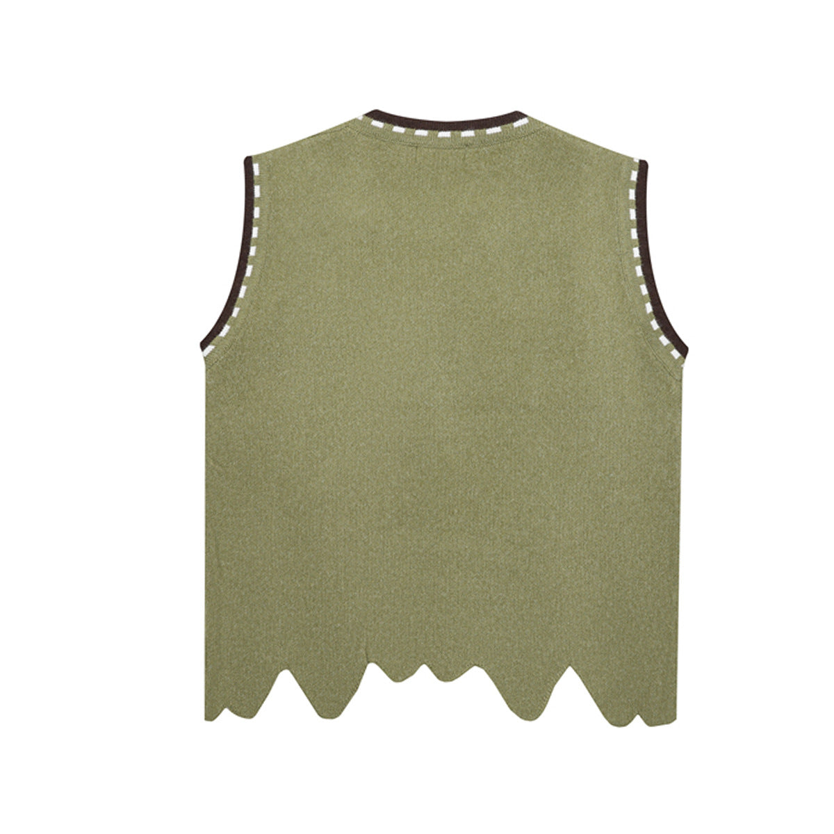 V-Neck Knit Sweater Vest with Sheep Jacquard Graphic — Retro College Style