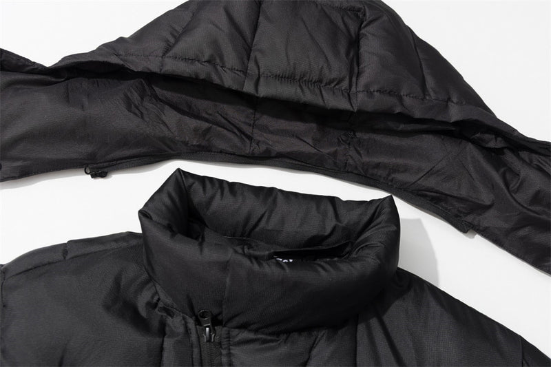 Puffer Jacket with Hoodie – Diagonal Zip Men's Winter Down Coat