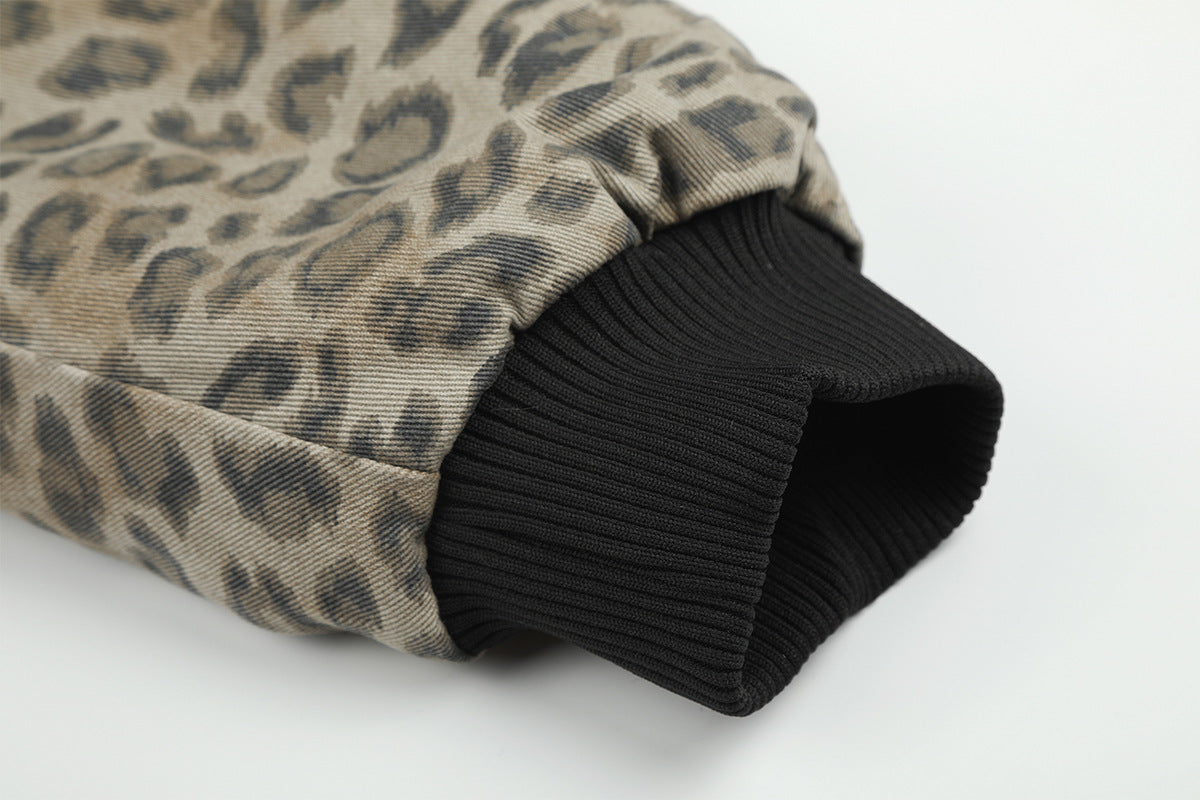 Reversible Faux Fur & Leopard Print Bomber Jacket – Oversized Retro American