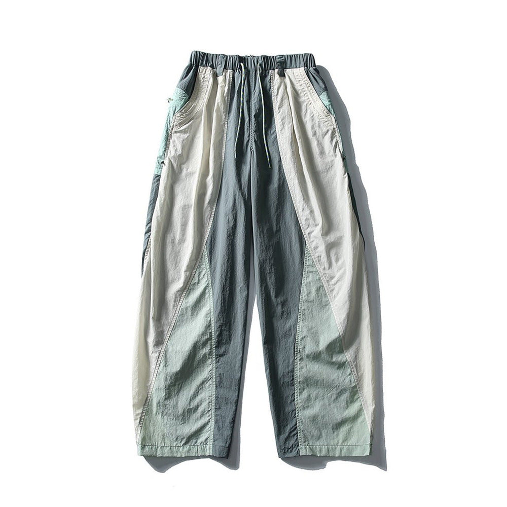 Wide-Leg Colorblock Track Pants – Relaxed Fit Outdoor Sport Trousers