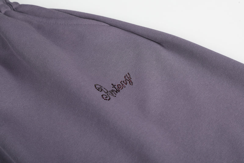 Wide-Leg Sweatpants with Rhinestone Rose Print & Drawstring Waist