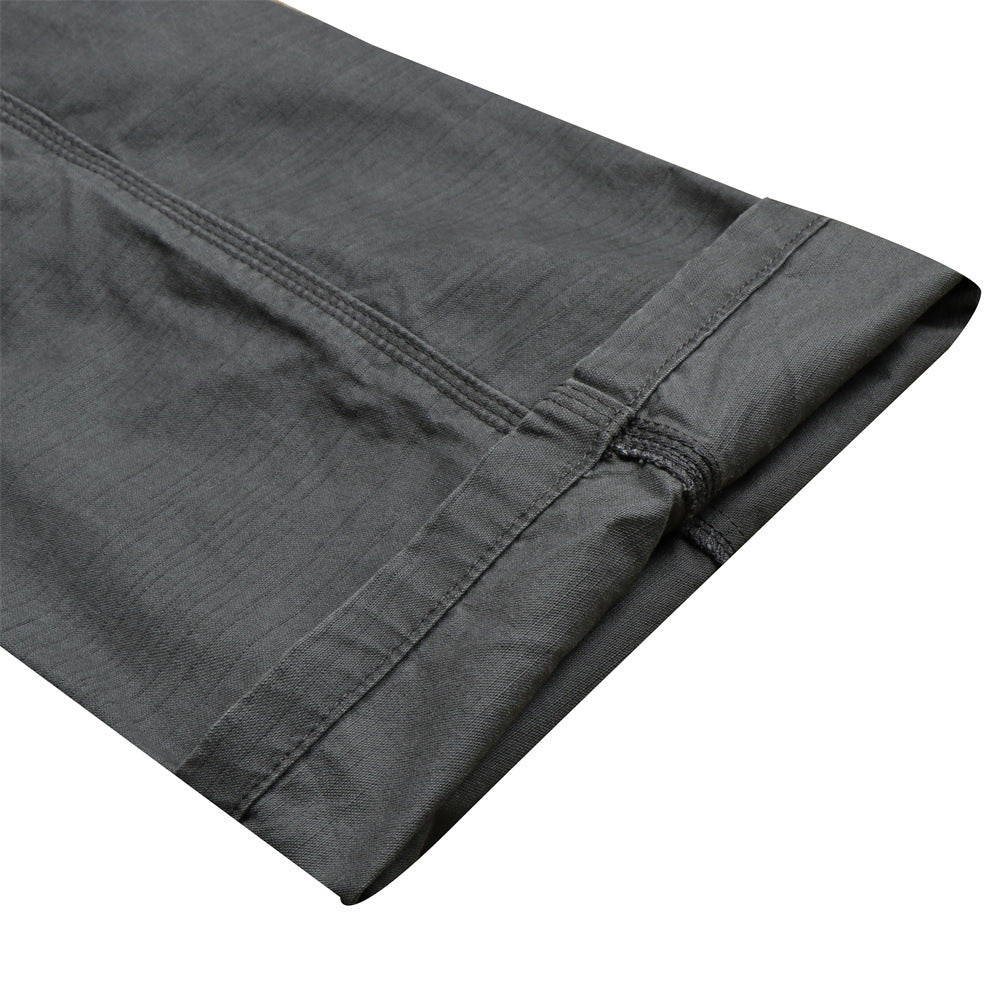 Herren-Wide-Leg-Cargohose – Grau, Gerader Fit mit mehreren Taschen