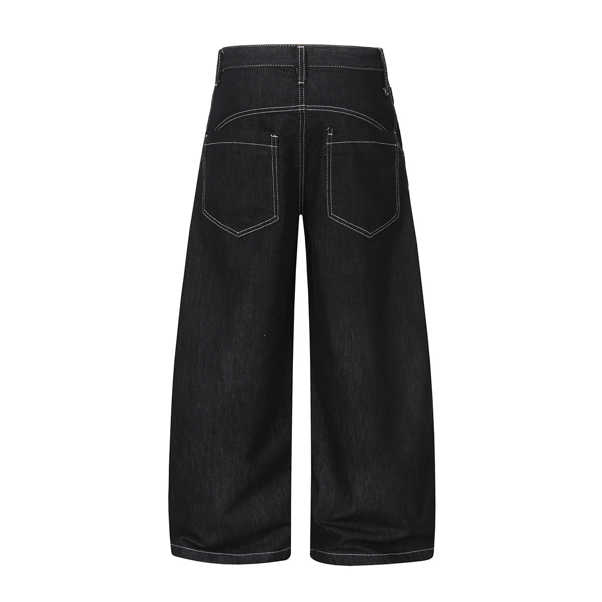 Wide-Leg Baggy Black Jeans with Safety Pin Closures – Streetwear Barrel Fit