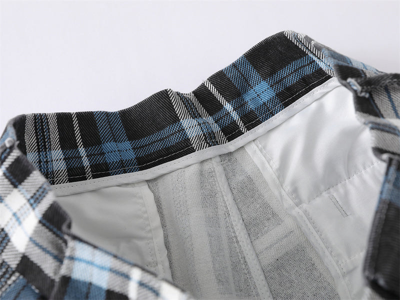 Plaid Wide-Leg Trousers – Double-Pleat Baggy Fit