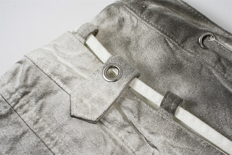 Distressed Wide-Leg Jeans | Grunge Punk Dirty-Wash Double Waistband Pants