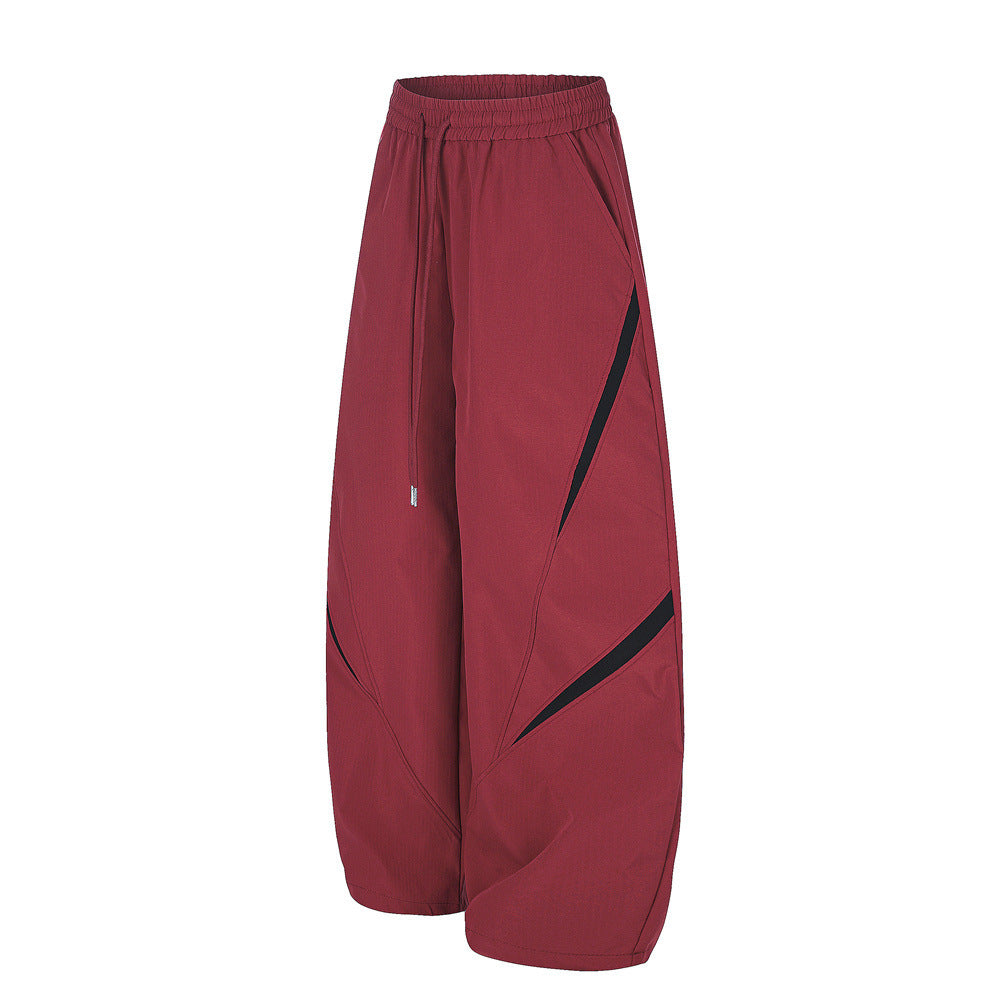 Men's Colorblock Track Jacket & Wide-Leg Pants Tracksuit Set with Mock Neck