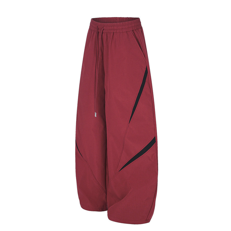 Men's Colorblock Track Jacket & Wide-Leg Pants Tracksuit Set with Mock Neck