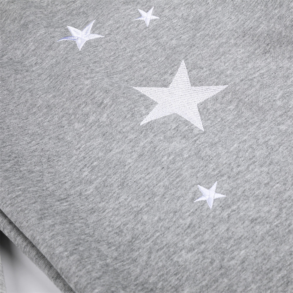 Star Embroidery Colorblock Wide-Leg Sweatpants – Oversized Baggy Street Style