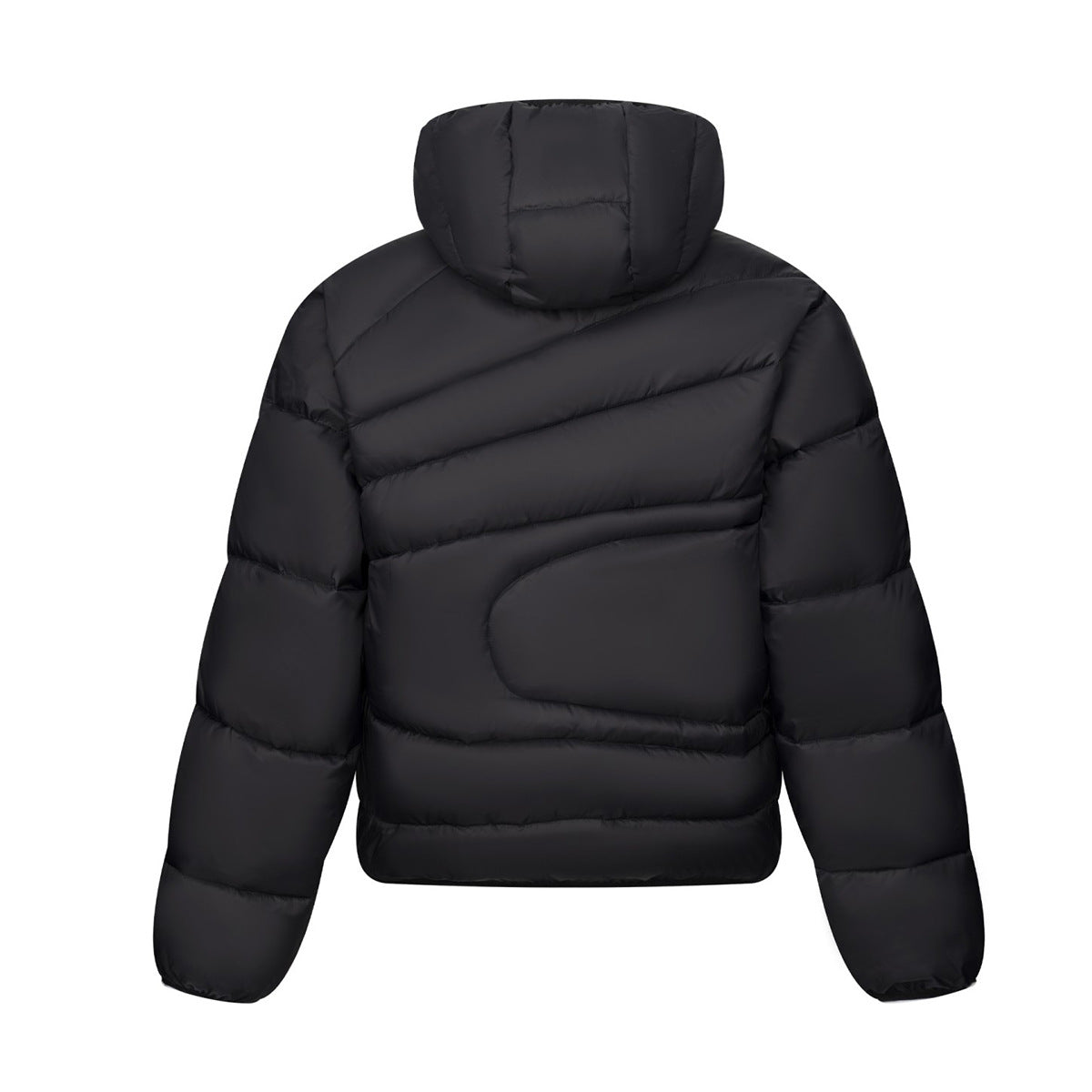 Chaqueta Plumífera con Capucha y Acolchado Diagonal – Corte Oversize