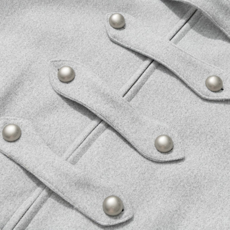 Men's Military-Style Stand Collar Padded Jacket with Double-Breasted Button