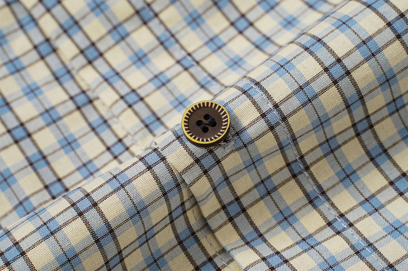 Chemise en flanelle à carreaux bleus – Coupe décontractée, manches longues et boutonnage