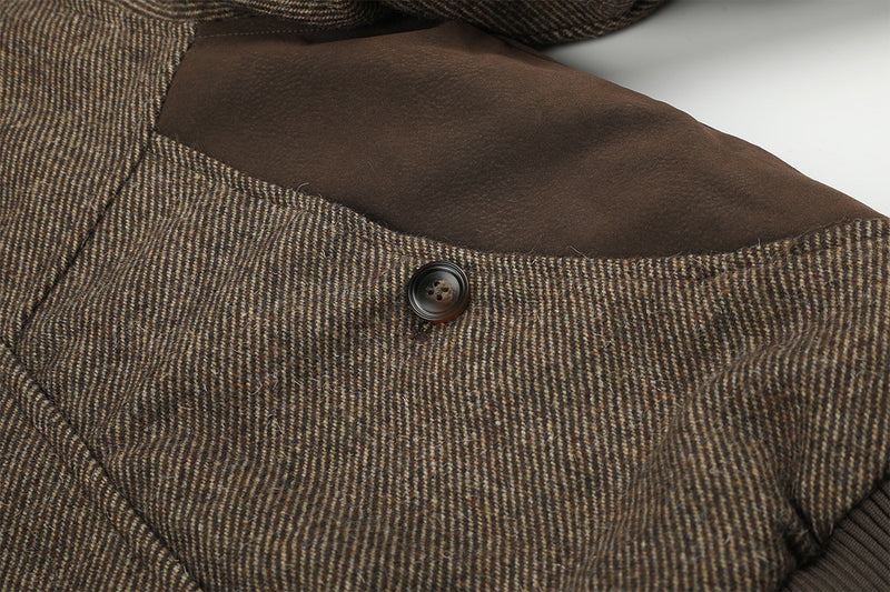 Hooded Bomber Jacket with Faux Fur Trim & Double-Button Front