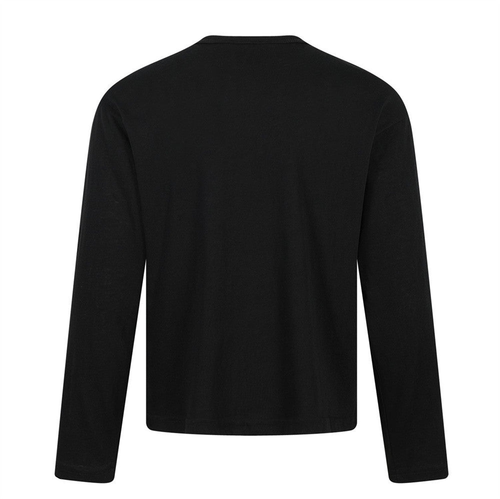 Herren-Langarmshirt im Henley-Stil mit abstraktem Kriegerprint – lockere Passform