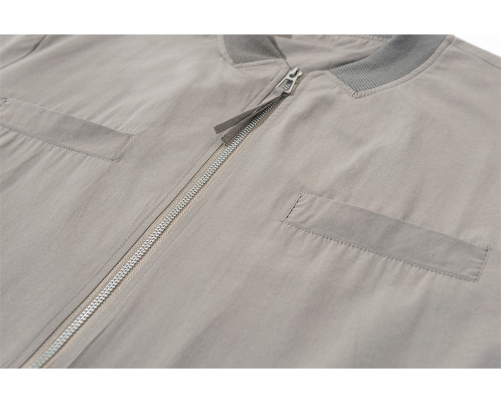 Men's Oversized Stand-Collar Zip-Up Jacket with Drawstring Hem