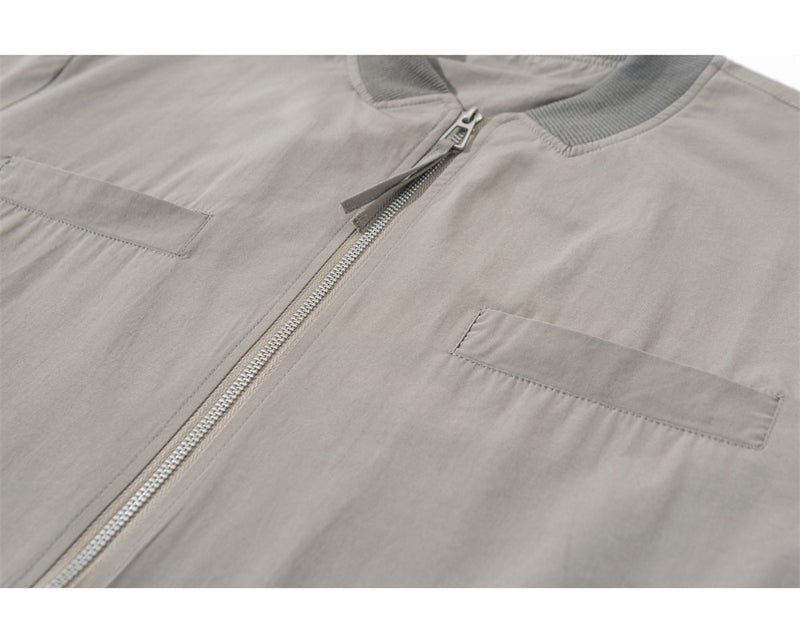 Men's Oversized Stand-Collar Zip-Up Jacket with Drawstring Hem