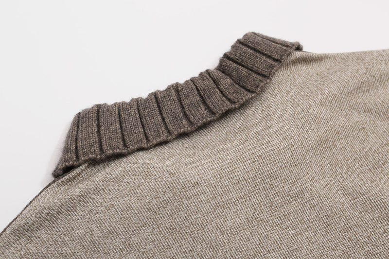 Half-Zip Polo Collar Knit Sweater – Colorblock Long Sleeve Pullover