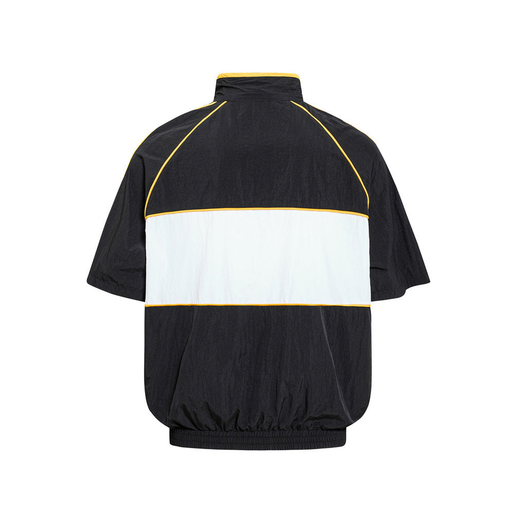 Mafa Racing Zip-Up Short Sleeve Track Jacket – Streetwear Colorblock Sport Top
