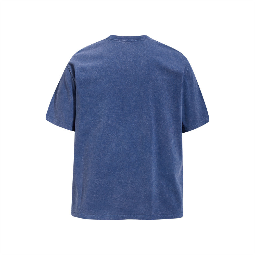Abstract Shadow Figure Acid Wash Oversized T-Shirt – Vintage Washed Cotton Tee