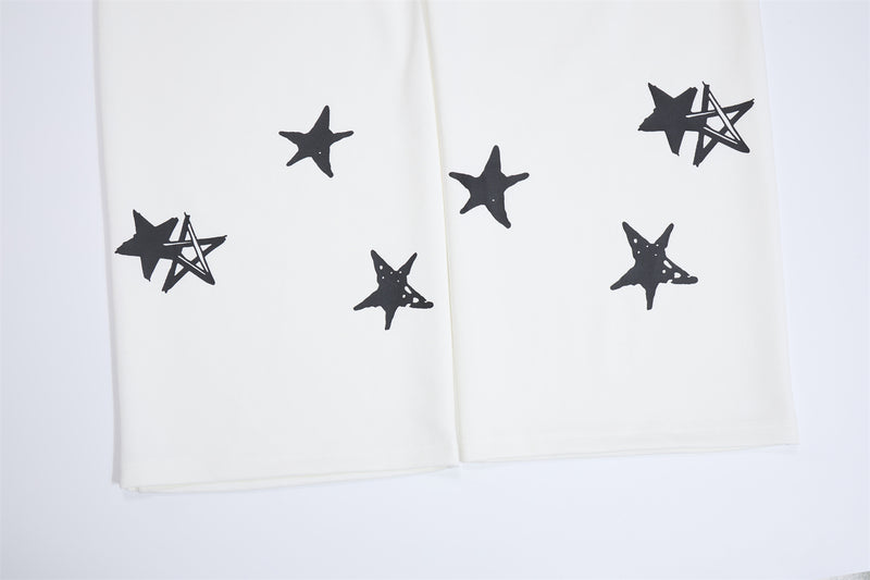 Wide-Leg Sweatpants with Plaid Waistband & Star Print – Trouvaille Graphic