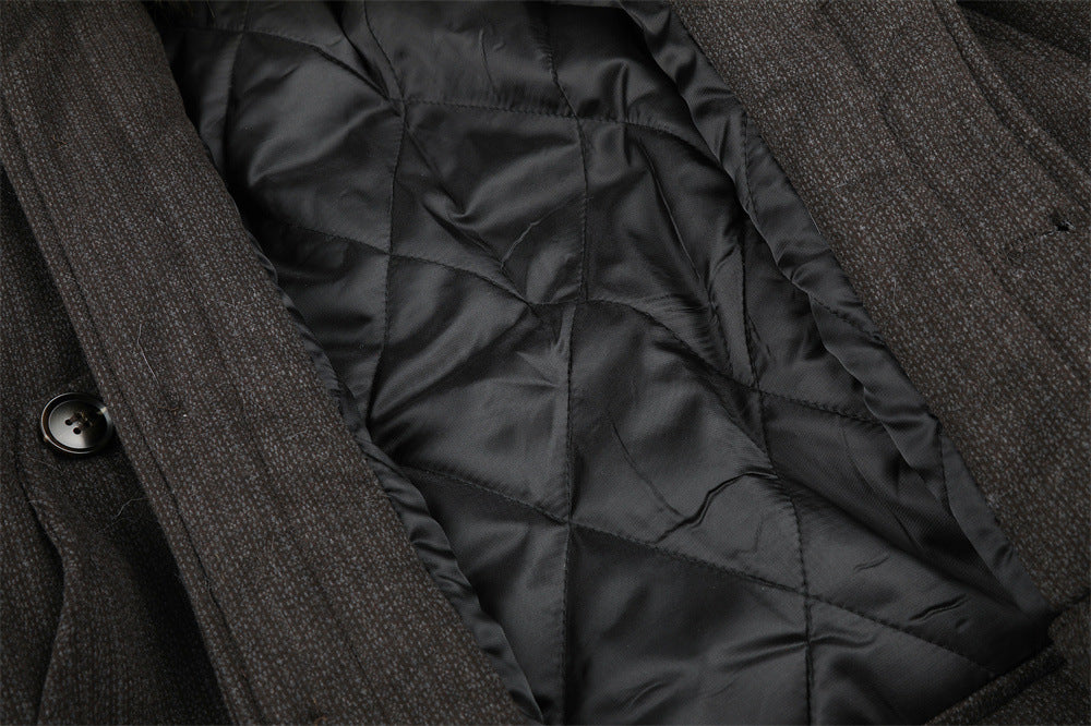 Men's Oversized Cotton Jacket with Detachable Faux Fur Collar