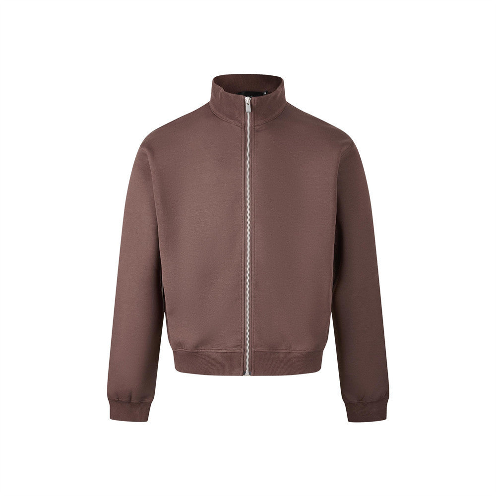 Mock Neck Full-Zip Sweatshirt Jacket – Relaxed Fit Fleece Zip-Up