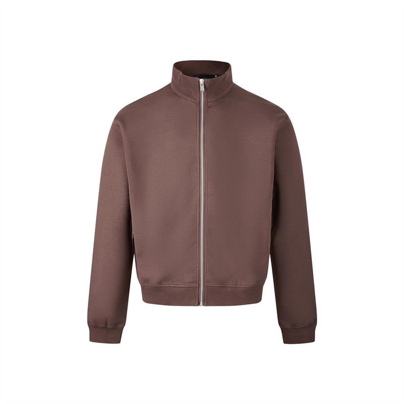 Mock Neck Full-Zip Sweatshirt Jacket – Relaxed Fit Fleece Zip-Up